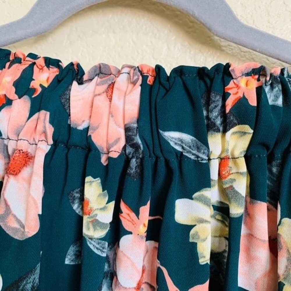 Philosophy Green top women Floral Off The Shoulder Blouse size XS